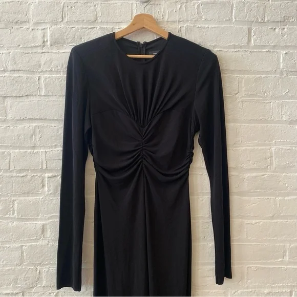 Isabel MarantLinario Ruched Bustier Long Sleeve Dress Black 42 US 10 NWT